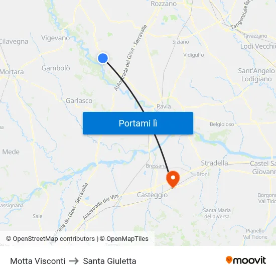 Motta Visconti to Santa Giuletta map