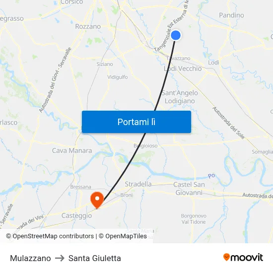 Mulazzano to Santa Giuletta map