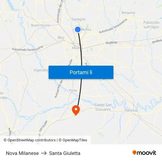 Nova Milanese to Santa Giuletta map
