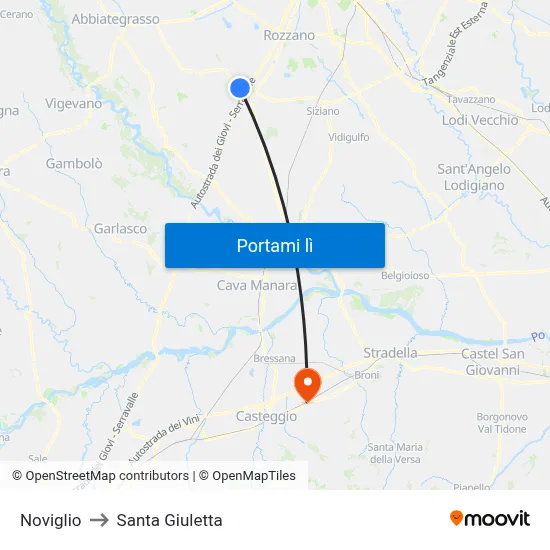 Noviglio to Santa Giuletta map