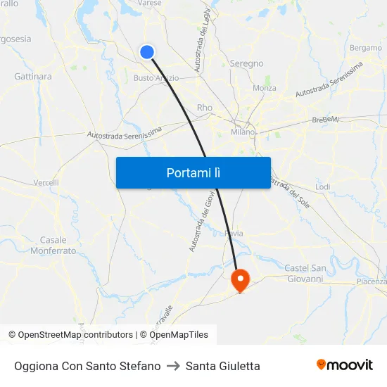 Oggiona Con Santo Stefano to Santa Giuletta map