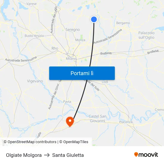 Olgiate Molgora to Santa Giuletta map