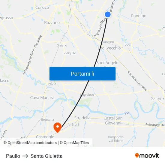 Paullo to Santa Giuletta map