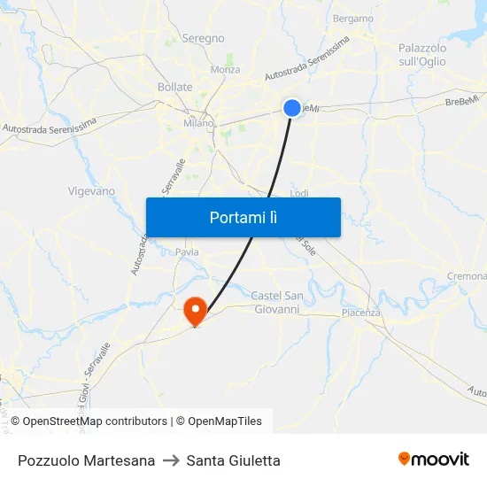 Pozzuolo Martesana to Santa Giuletta map