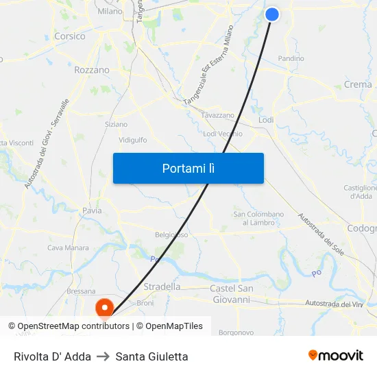 Rivolta D' Adda to Santa Giuletta map