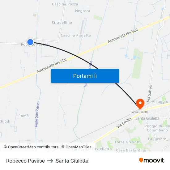 Robecco Pavese to Santa Giuletta map