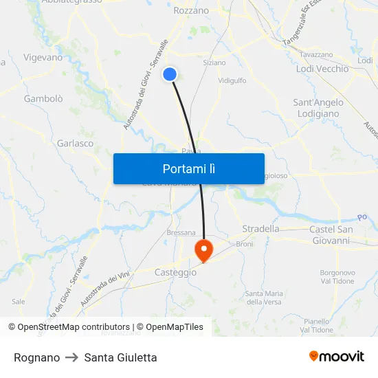 Rognano to Santa Giuletta map