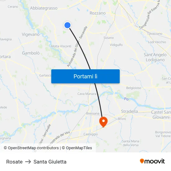Rosate to Santa Giuletta map