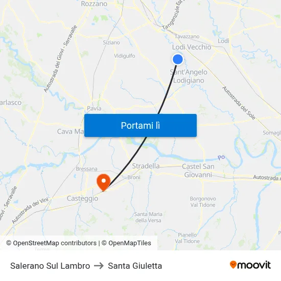 Salerano Sul Lambro to Santa Giuletta map