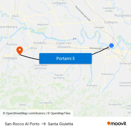 San Rocco Al Porto to Santa Giuletta map
