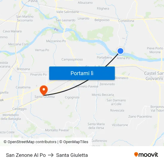San Zenone Al Po to Santa Giuletta map