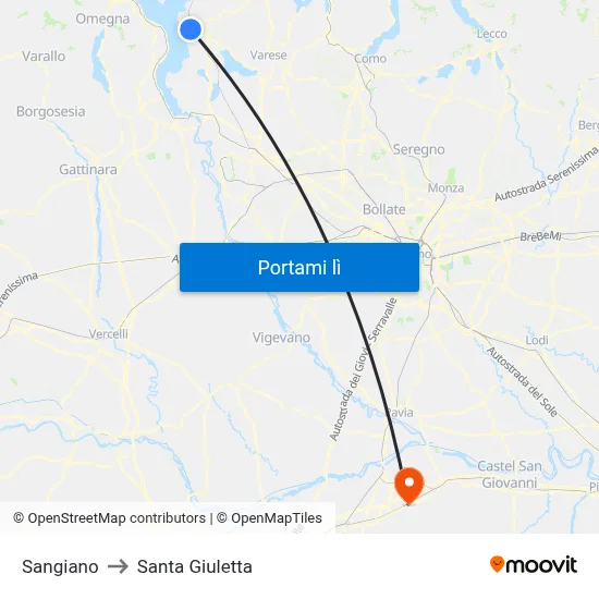 Sangiano to Santa Giuletta map