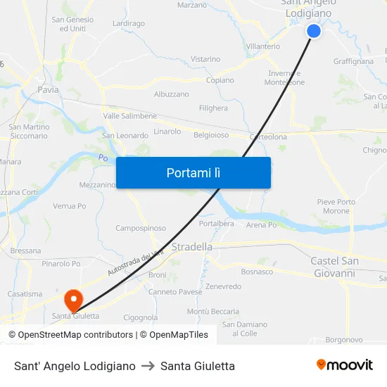 Sant' Angelo Lodigiano to Santa Giuletta map