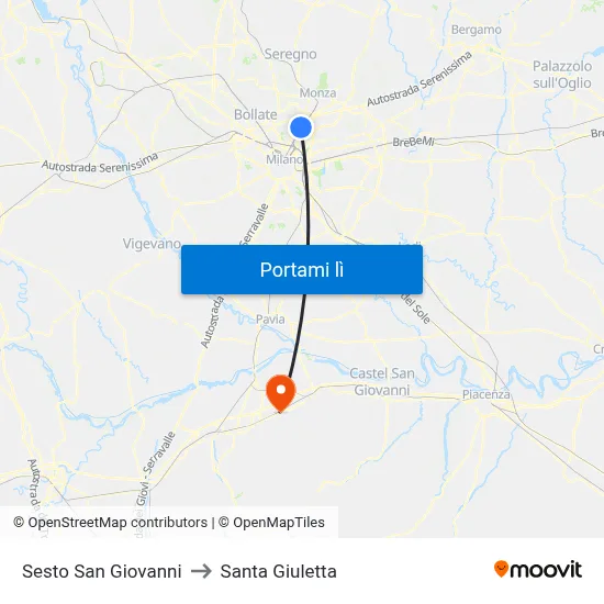 Sesto San Giovanni to Santa Giuletta map