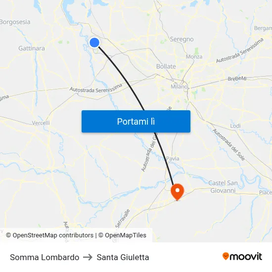 Somma Lombardo to Santa Giuletta map