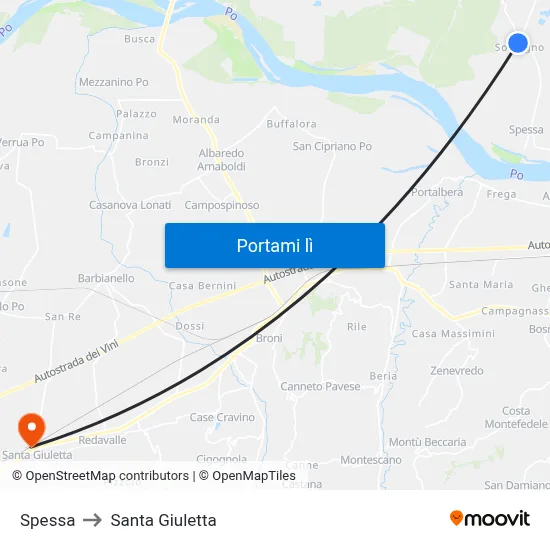 Spessa to Santa Giuletta map