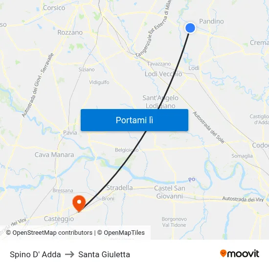 Spino D' Adda to Santa Giuletta map