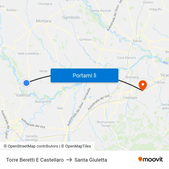 Torre Beretti E Castellaro to Santa Giuletta map