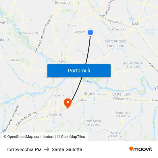 Torrevecchia Pia to Santa Giuletta map