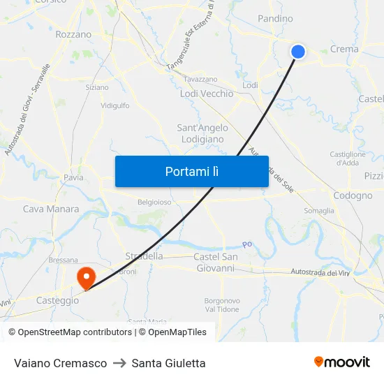 Vaiano Cremasco to Santa Giuletta map