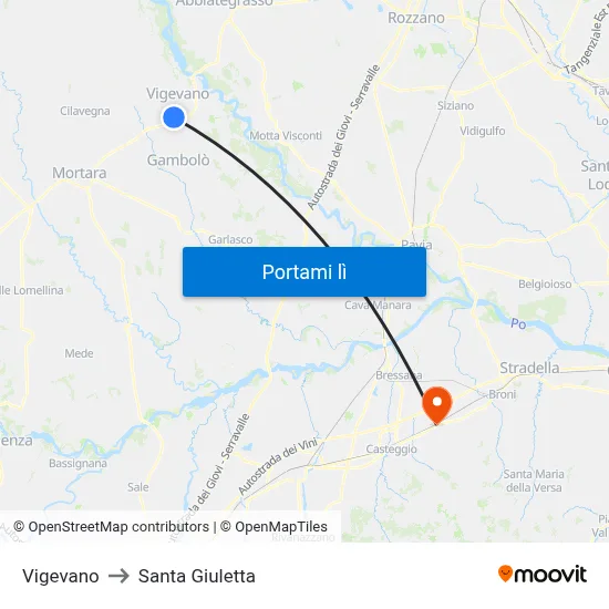 Vigevano to Santa Giuletta map
