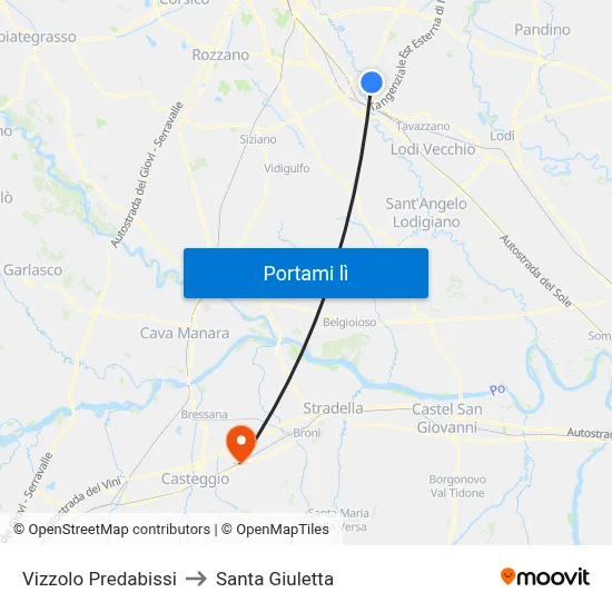 Vizzolo Predabissi to Santa Giuletta map