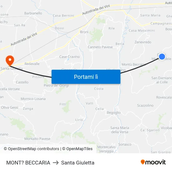 MONT? BECCARIA to Santa Giuletta map