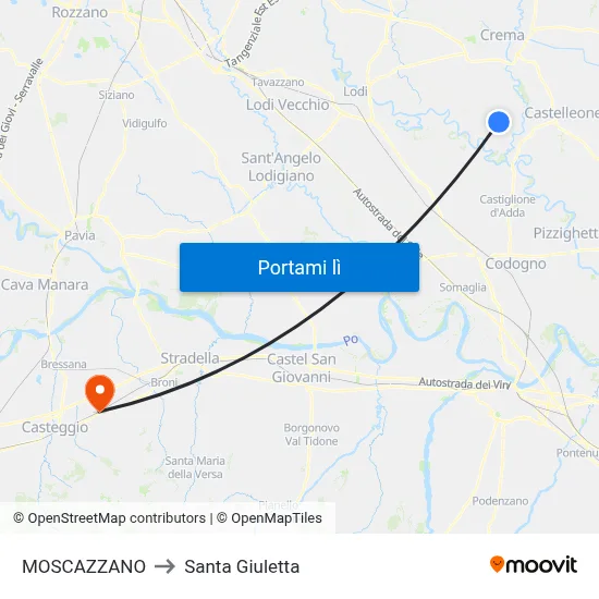 MOSCAZZANO to Santa Giuletta map
