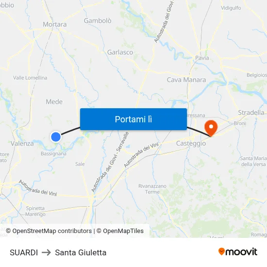 SUARDI to Santa Giuletta map