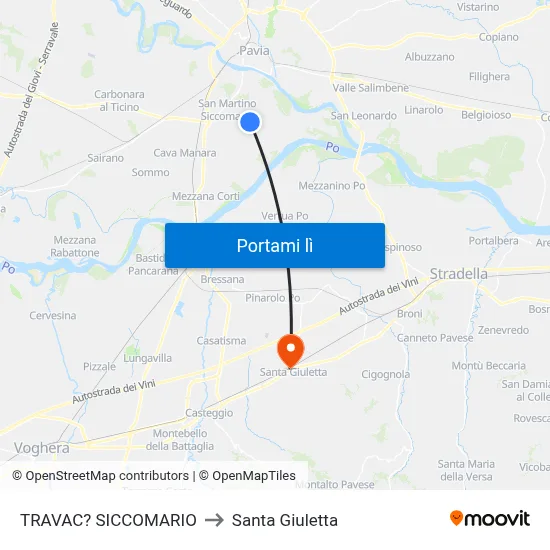 TRAVAC? SICCOMARIO to Santa Giuletta map