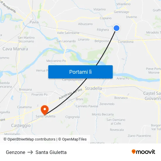 Genzone to Santa Giuletta map
