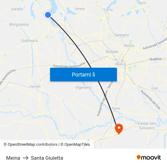 Meina to Santa Giuletta map