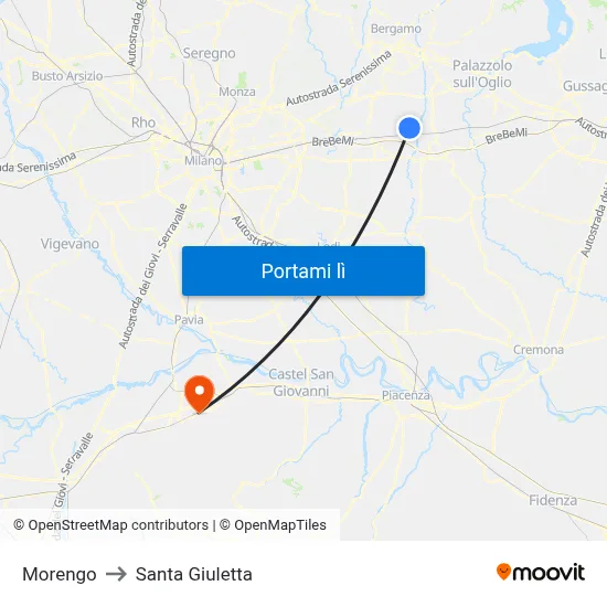 Morengo to Santa Giuletta map