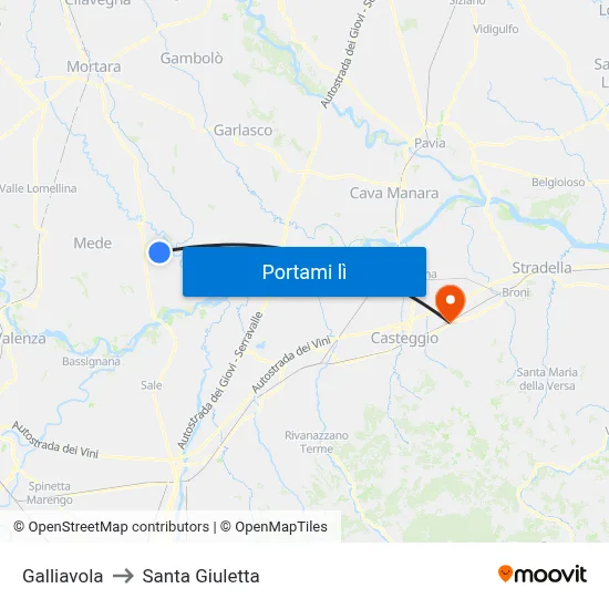 Galliavola to Santa Giuletta map