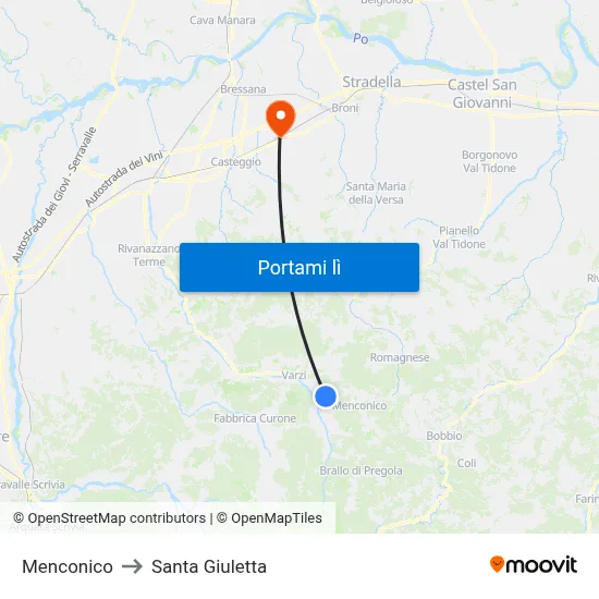 Menconico to Santa Giuletta map