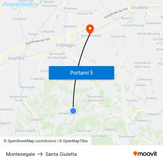 Montesegale to Santa Giuletta map