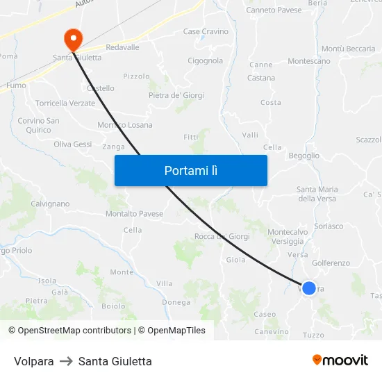 Volpara to Santa Giuletta map