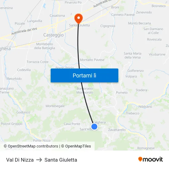 Val Di Nizza to Santa Giuletta map