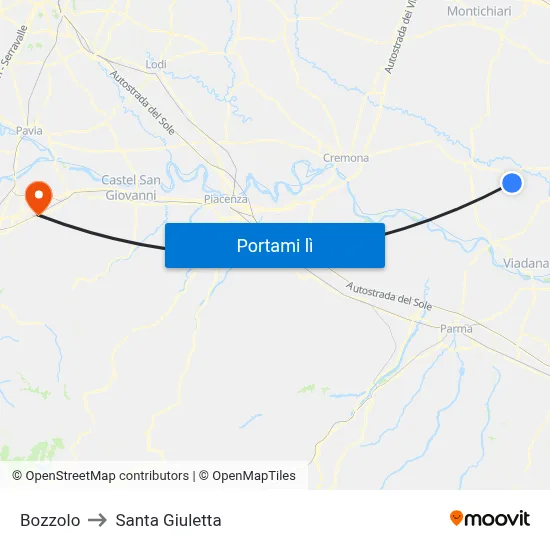 Bozzolo to Santa Giuletta map