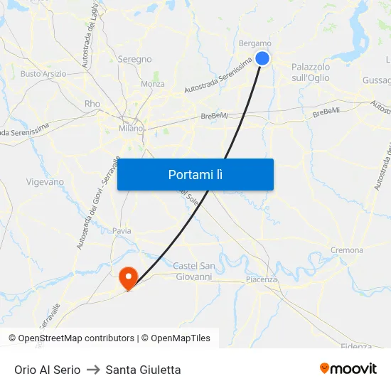 Orio Al Serio to Santa Giuletta map