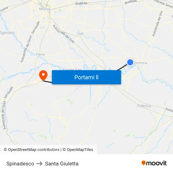 Spinadesco to Santa Giuletta map