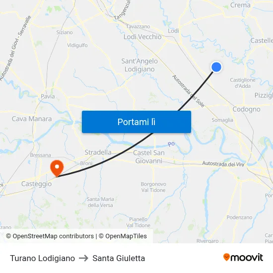 Turano Lodigiano to Santa Giuletta map