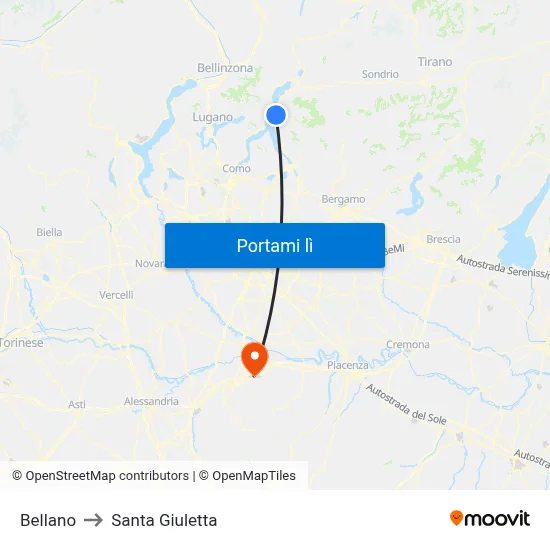 Bellano to Santa Giuletta map