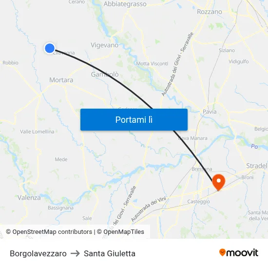 Borgolavezzaro to Santa Giuletta map