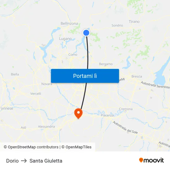 Dorio to Santa Giuletta map