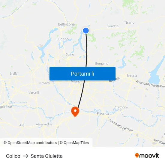 Colico to Santa Giuletta map