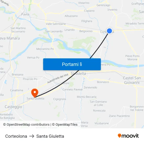 Corteolona to Santa Giuletta map
