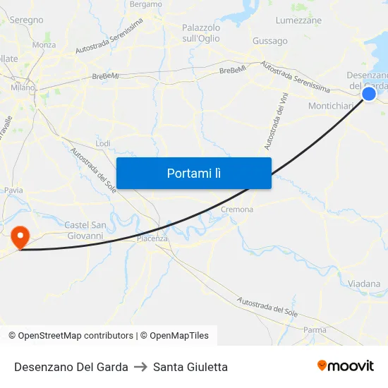 Desenzano Del Garda to Santa Giuletta map