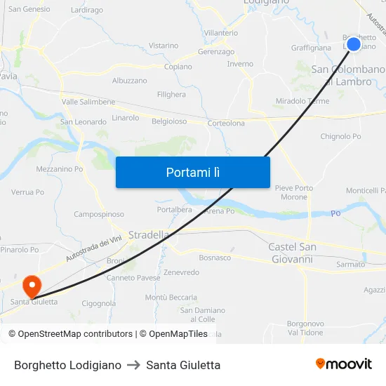 Borghetto Lodigiano to Santa Giuletta map