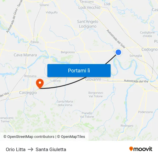 Orio Litta to Santa Giuletta map